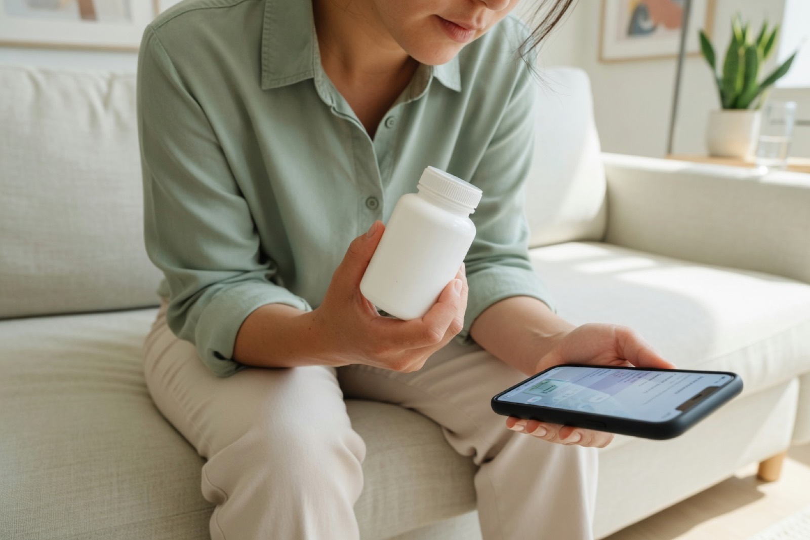 Checking a prescription on a phone